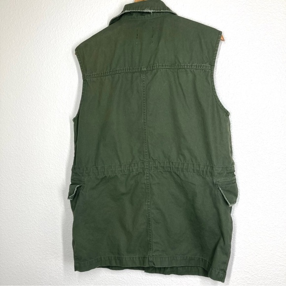 BDG Urban Outfitters Boho Vest Studded Army Green M Distressed Cotton Oversize - Picture 10 of 16